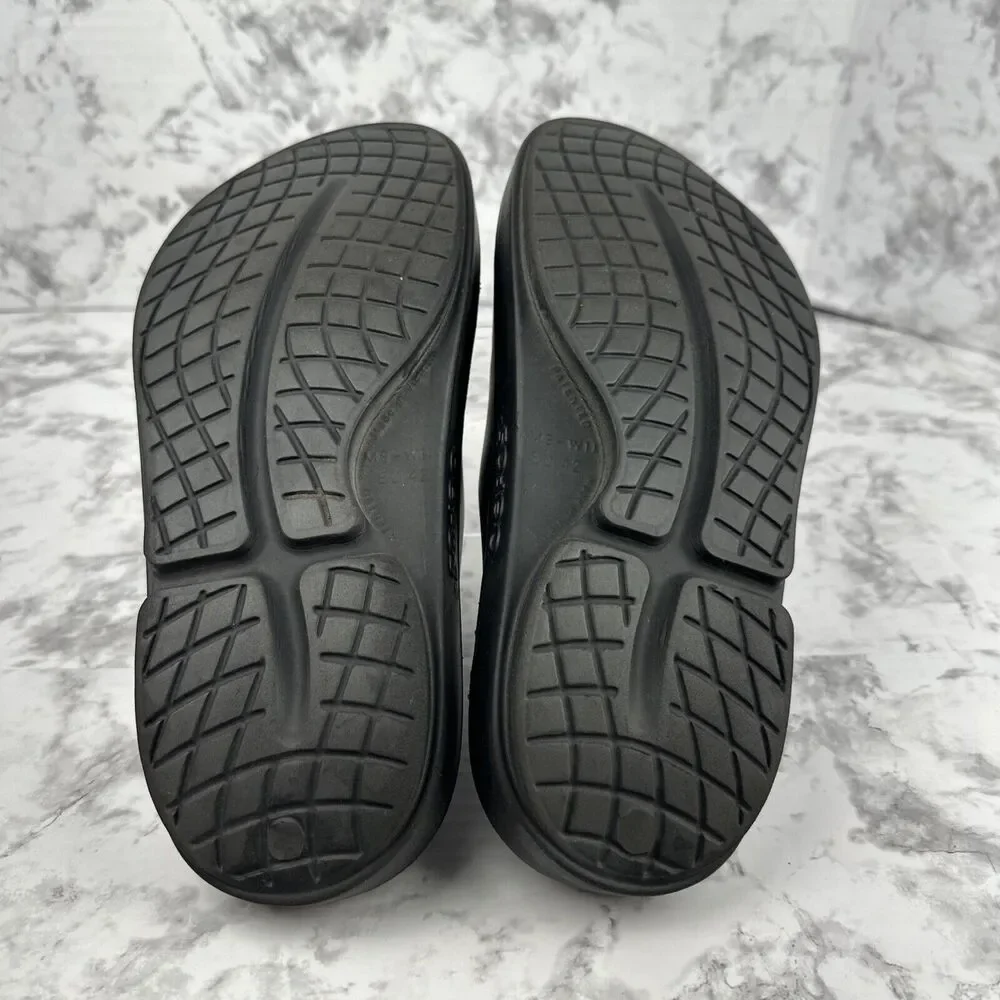 Oofos Ooahh Recovery Slide Sandals Size M 9 W 11 Solid‎ Black Rubber Slip On